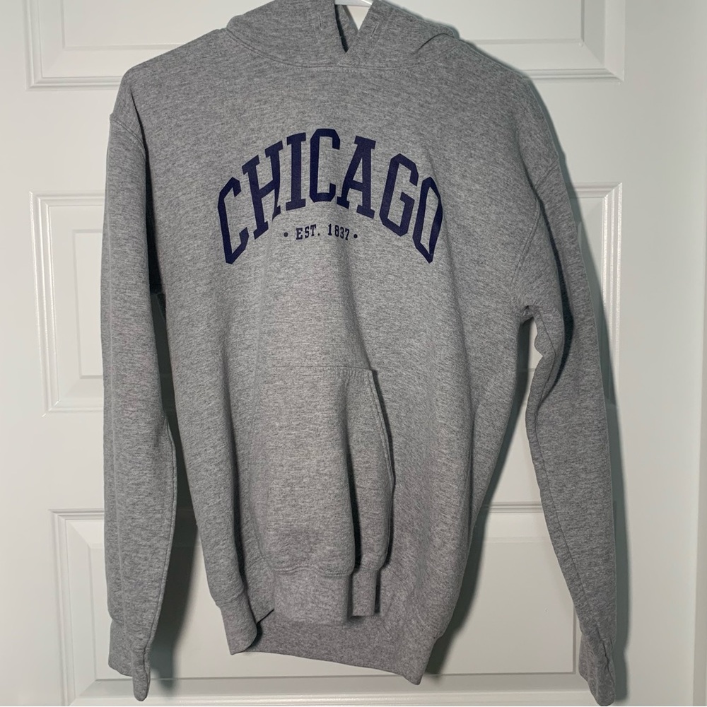 Gender Neutral Chicago Sweatshirt, Grey and Blue